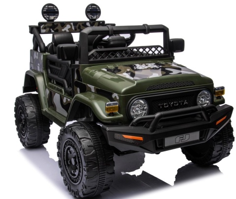 Autko na akumulator Toyota FJ Cruiser ZIELONY, 4x4, Fotelik z ekoskóry, pilot, koła EVA