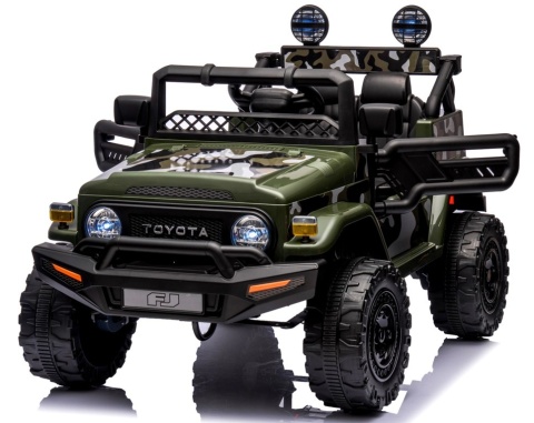 Autko na akumulator Toyota FJ Cruiser ZIELONY, 4x4, Fotelik z ekoskóry, pilot, koła EVA