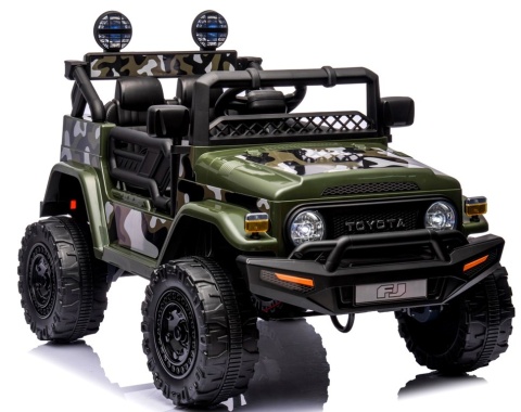 Autko na akumulator Toyota FJ Cruiser ZIELONY, 4x4, Fotelik z ekoskóry, pilot, koła EVA