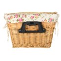 Koszyk rowerowy wiklinowy na rower RALLEX przedni pleciony click w kwiaty