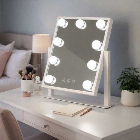 Lusterko do makijażu kosmetyczne podświetlane 9 LED Hollywood z 9 żarówkami USB 25 x 30 cm