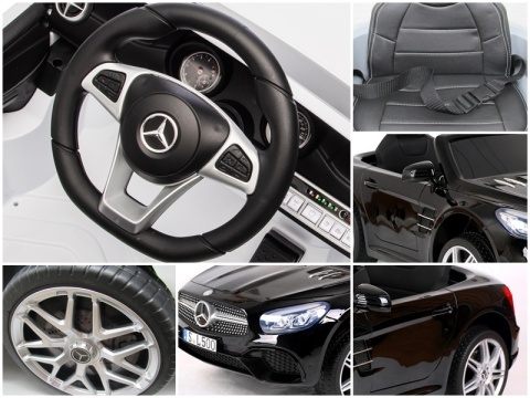 Autko na akumulator Mercedes SL500 CZARNY Piankowe Koła EVA, fotelik ekoskóra- NOWA WERSJA