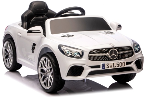 Autko na akumulator Mercedes SL500 BIAŁY Piankowe Koła EVA, fotelik ekoskóra- NOWA WERSJA