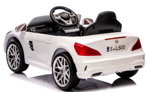 Autko na akumulator Mercedes SL500 BIAŁY Piankowe Koła EVA, fotelik ekoskóra- NOWA WERSJA