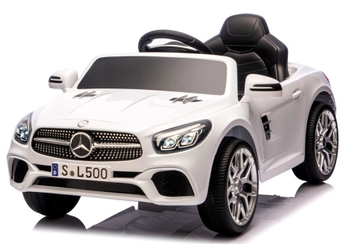 Autko na akumulator Mercedes SL500 BIAŁY Piankowe Koła EVA, fotelik ekoskóra- NOWA WERSJA