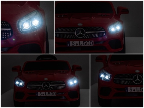 Autko na akumulator Mercedes SL500 CZERWONY Piankowe Koła EVA, fotelik ekoskóra- NOWA WERSJA