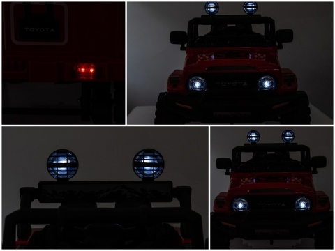 Autko na akumulator Toyota FJ Cruiser CZERWONY, 4x4, Fotelik z ekoskóry, pilot, koła EVA