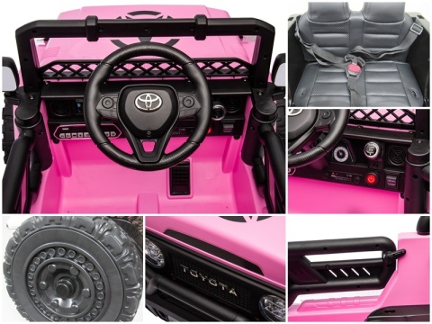 Autko na akumulator Toyota FJ Cruiser RÓŻOWY, 4x4, Fotelik z ekoskóry, pilot, koła EVA