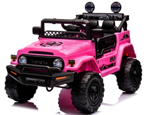 Autko na akumulator Toyota FJ Cruiser RÓŻOWY, 4x4, Fotelik z ekoskóry, pilot, koła EVA