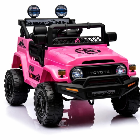 Autko na akumulator Toyota FJ Cruiser RÓŻOWY, 4x4, Fotelik z ekoskóry, pilot, koła EVA