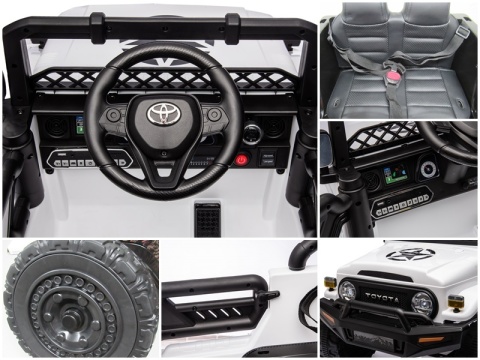 Autko na akumulator Toyota FJ Cruiser BIAŁY, 4x4, Fotelik z ekoskóry, pilot, koła EVA