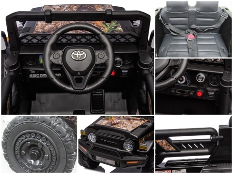 Autko na akumulator Toyota FJ Cruiser CZARNY, 4x4, Fotelik z ekoskóry, pilot, koła EVA
