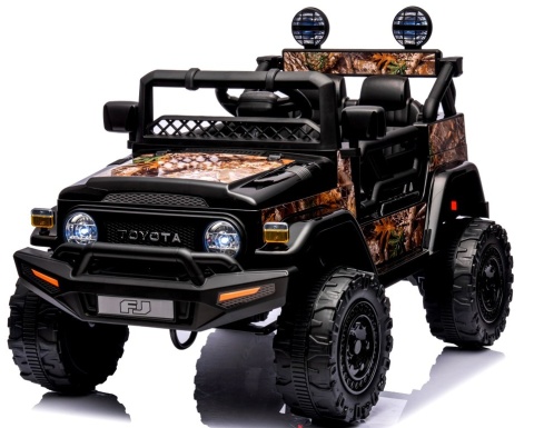 Autko na akumulator Toyota FJ Cruiser CZARNY, 4x4, Fotelik z ekoskóry, pilot, koła EVA