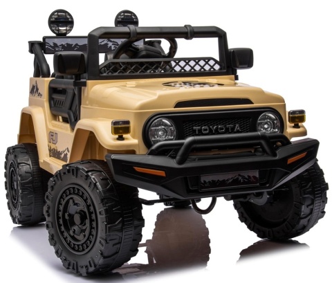 Autko na akumulator Toyota FJ Cruiser BEŻOWY, 4x4, Fotelik z ekoskóry, pilot, koła EVA