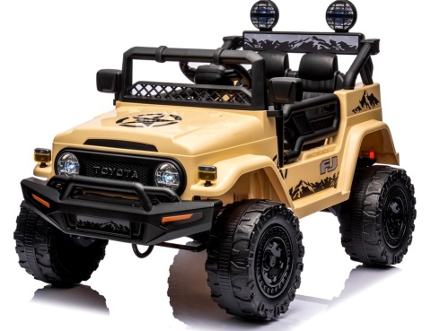 Autko na akumulator Toyota FJ Cruiser BEŻOWY, 4x4, Fotelik z ekoskóry, pilot, koła EVA