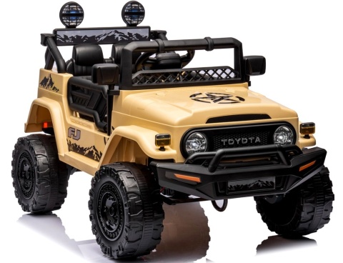 Autko na akumulator Toyota FJ Cruiser BEŻOWY, 4x4, Fotelik z ekoskóry, pilot, koła EVA