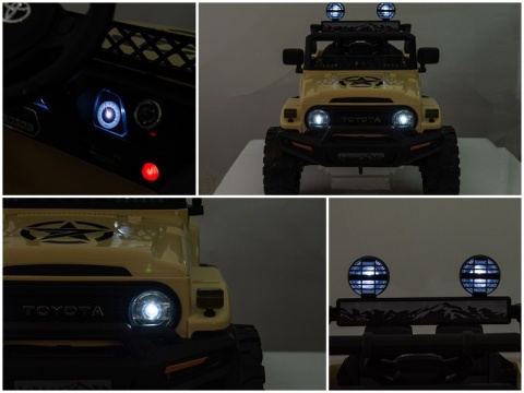 Autko na akumulator Toyota FJ Cruiser BEŻOWY, 4x4, Fotelik z ekoskóry, pilot, koła EVA