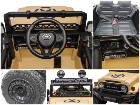 Autko na akumulator Toyota FJ Cruiser BEŻOWY, 4x4, Fotelik z ekoskóry, pilot, koła EVA