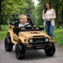 Autko na akumulator Toyota FJ Cruiser BEŻOWY, 4x4, Fotelik z ekoskóry, pilot, koła EVA