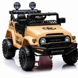Autko na akumulator Toyota FJ Cruiser BEŻOWY, 4x4, Fotelik z ekoskóry, pilot, koła EVA