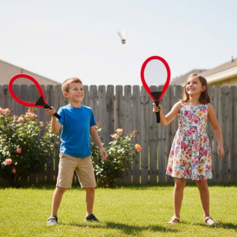WOOPIE Duże Rakietki do Tenisa Badminton dla Dzieci Zestaw + Piłka Lotka