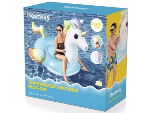 Bestway Dmuchany materac do pływania z uchwytami JEDNOROŻEC 224x164cm 41113