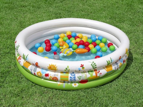 Bestway Suchy basen z kulkami KWIATOWY 102x25cm + 50 piłek i zabawki 52466