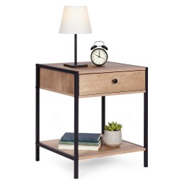 Szafka nocna z szufladą i półką stolik kawowy jasny dąb loftowy ModernHome