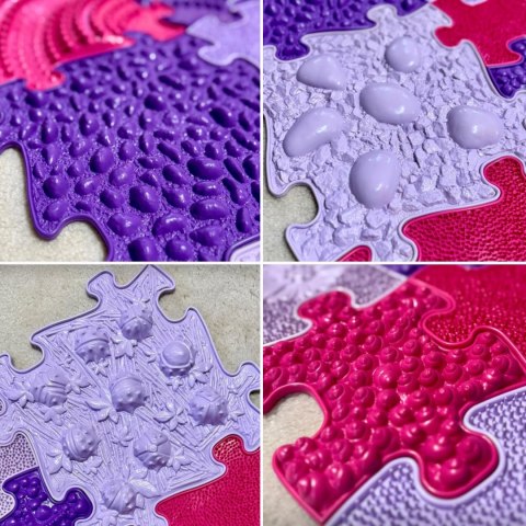 WOOPIE Mata Sensoryczna Ortopedyczna Puzzle 11 el. - Kolor Różowy/Fioletowy