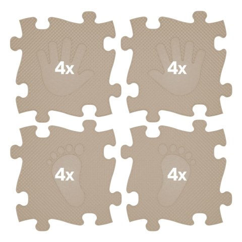 WOOPIE Mata Sensoryczna Ortopedyczna Puzzle Ręce i Nogi 16 el. - Kolor Beżowy