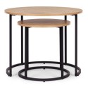Zestaw stolików kawowych 2 szt. okrągłe jasny dąb loftowe ModernHome