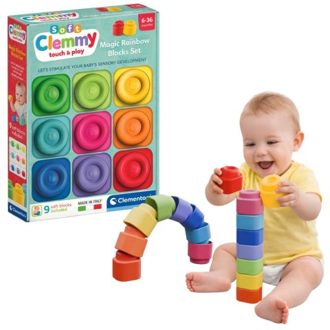 Clemmy Magiczna Tęcza Klocki 9 Elementów Miękki Sensoryczne Clementoni 17604