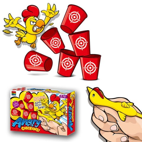 Gra Zręcznościowa Rodzinna Wściekłe Kurczaki Kubeczki 12 Sztuk