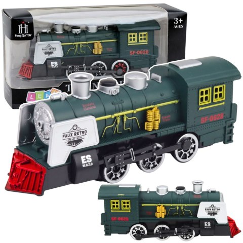 Klasyczna Lokomotywa Czujnik Przeszkód Dym Światła Dźwięki Zielona