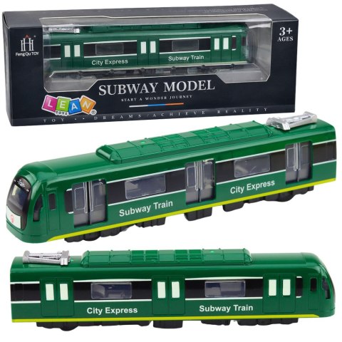 Metro Pociąg City Express Otwierane Drzwi Światła Dźwięki Zielony