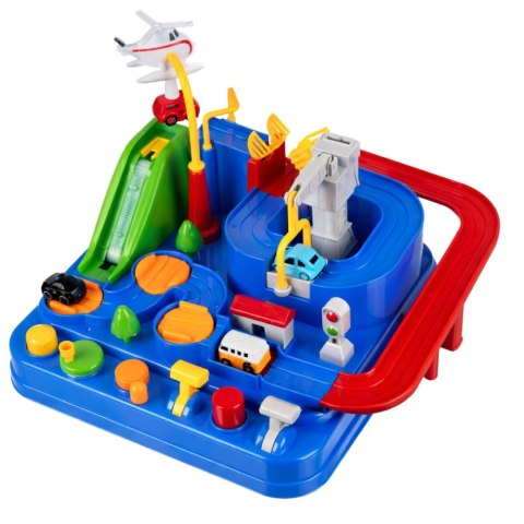 Samochodowy Tor Przeszkód Interaktywny Parking Edukacyjny 4 Auta Niebieski