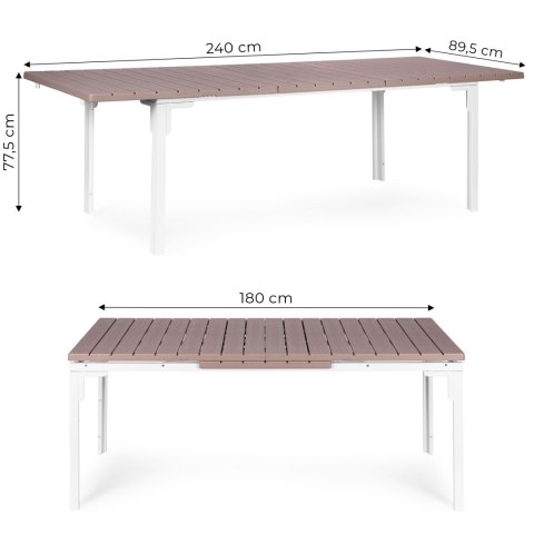 Stół ogrodowy rozkładany 180-240 cm do 12 os. stal HDPE beżowy MultiGarden