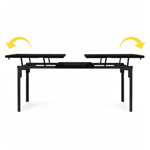 Stół ogrodowy rozkładany 180-240 cm do 12 os. stal HDPE czarny MultiGarden