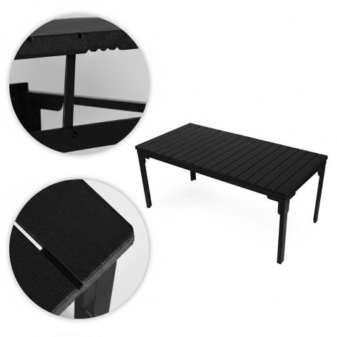 Stół ogrodowy rozkładany 180-240 cm do 12 os. stal HDPE czarny MultiGarden