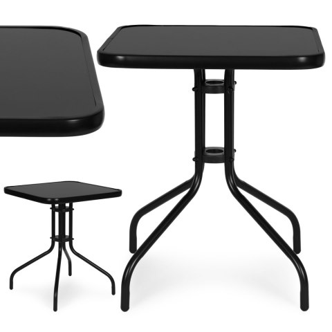 Stolik ogrodowy kwadratowy 60 cm szkło hartowane stół na ogród taras balkon czarny MultiGarden