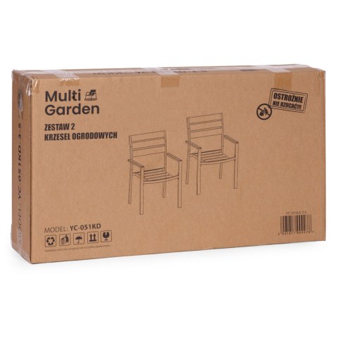 Zestaw 2 krzeseł ogrodowych na taras balkon stal HDPE - czarne MultiGarden