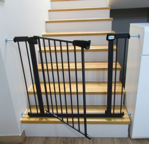 BRAMKA ZABEZPIECZAJĄCA S2 CZARNA na schody, drzwi 79-105 cm rozporowa ochronna