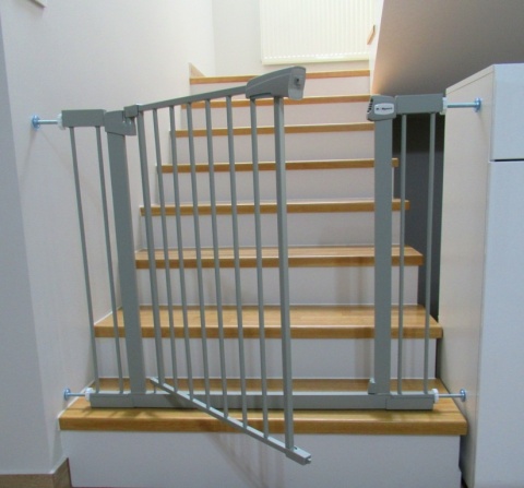 BRAMKA ZABEZPIECZAJĄCA S2 SZARA na schody, drzwi 79-105 cm rozporowa ochronna