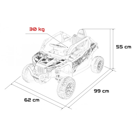 Kawasaki Teryx CZERWONY Buggy Auto na akumulator 4x4 Koła EVA, Skóra, Pilot RC