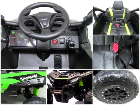 Kawasaki Teryx CZARNY Buggy Auto na akumulator 4x4 Koła EVA, Skóra, Pilot RC