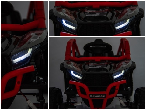 Kawasaki Teryx CZERWONY Buggy Auto na akumulator 4x4 Koła EVA, Skóra, Pilot RC