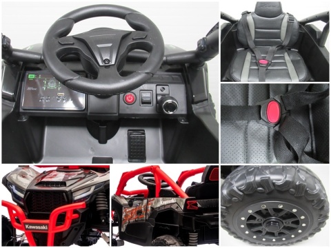 Kawasaki Teryx CZERWONY Buggy Auto na akumulator 4x4 Koła EVA, Skóra, Pilot RC