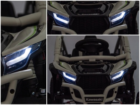 Kawasaki Teryx BEŻOWY Buggy Auto na akumulator 4x4 Koła EVA, Skóra, Pilot RC