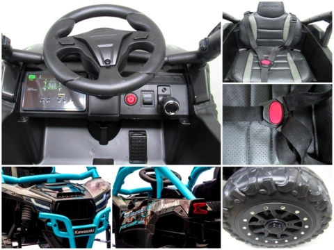 Kawasaki Teryx NIEBIESKI Buggy Auto na akumulator 4x4 Koła EVA, Skóra, Pilot RC