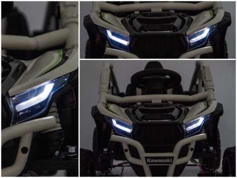 Kawasaki Teryx SZARY Buggy Auto na akumulator 4x4 Koła EVA, Skóra, Pilot RC